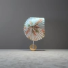 Floral pattern folding fan decorations, wall hangings for the living room and bedroom, handcrafted fabric, retro style Application Scenario